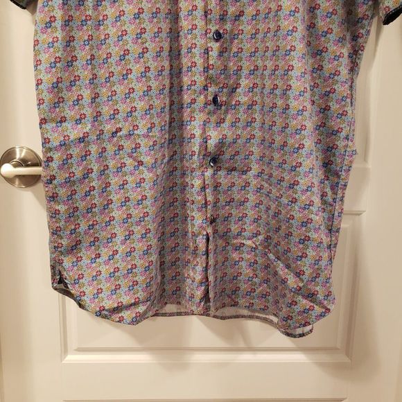 LUCHIANO Visconti Men's Floral Short Sleeve Button Shirt - Size XL - Picture 12 of 16